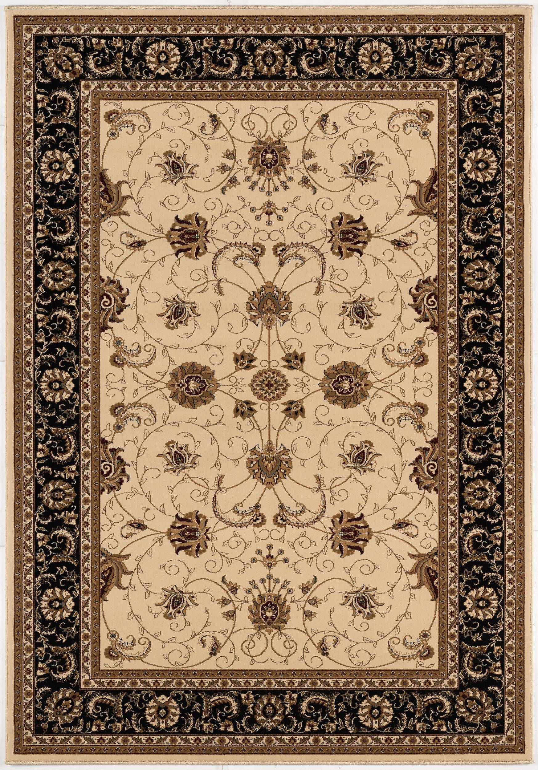 10' Black And Ivory Oriental Runner Rug-Area Rugs-DECOROLALA