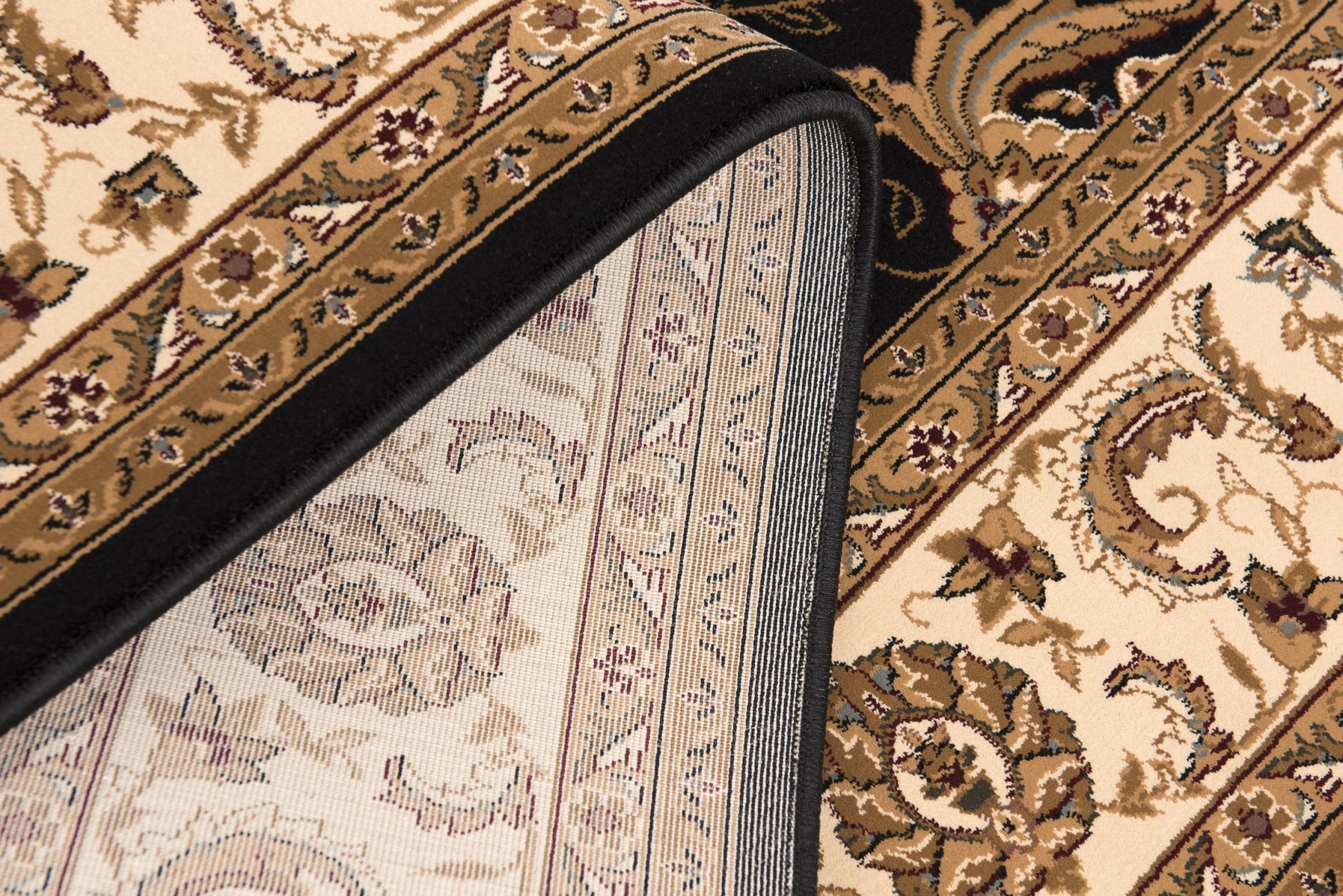 10' Black And Ivory Oriental Runner Rug-Area Rugs-DECOROLALA