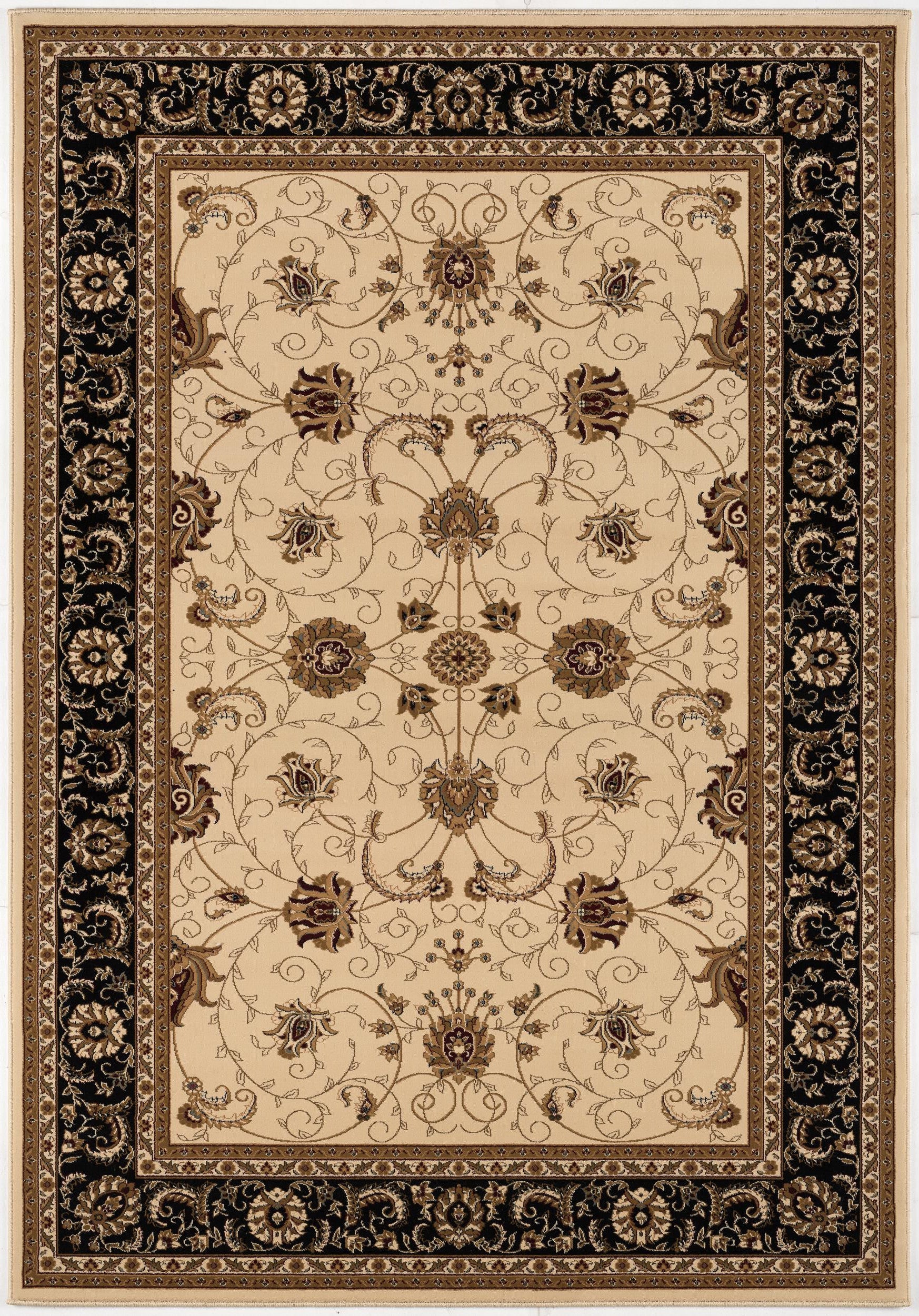 10' Black And Ivory Oriental Runner Rug-Area Rugs-DECOROLALA