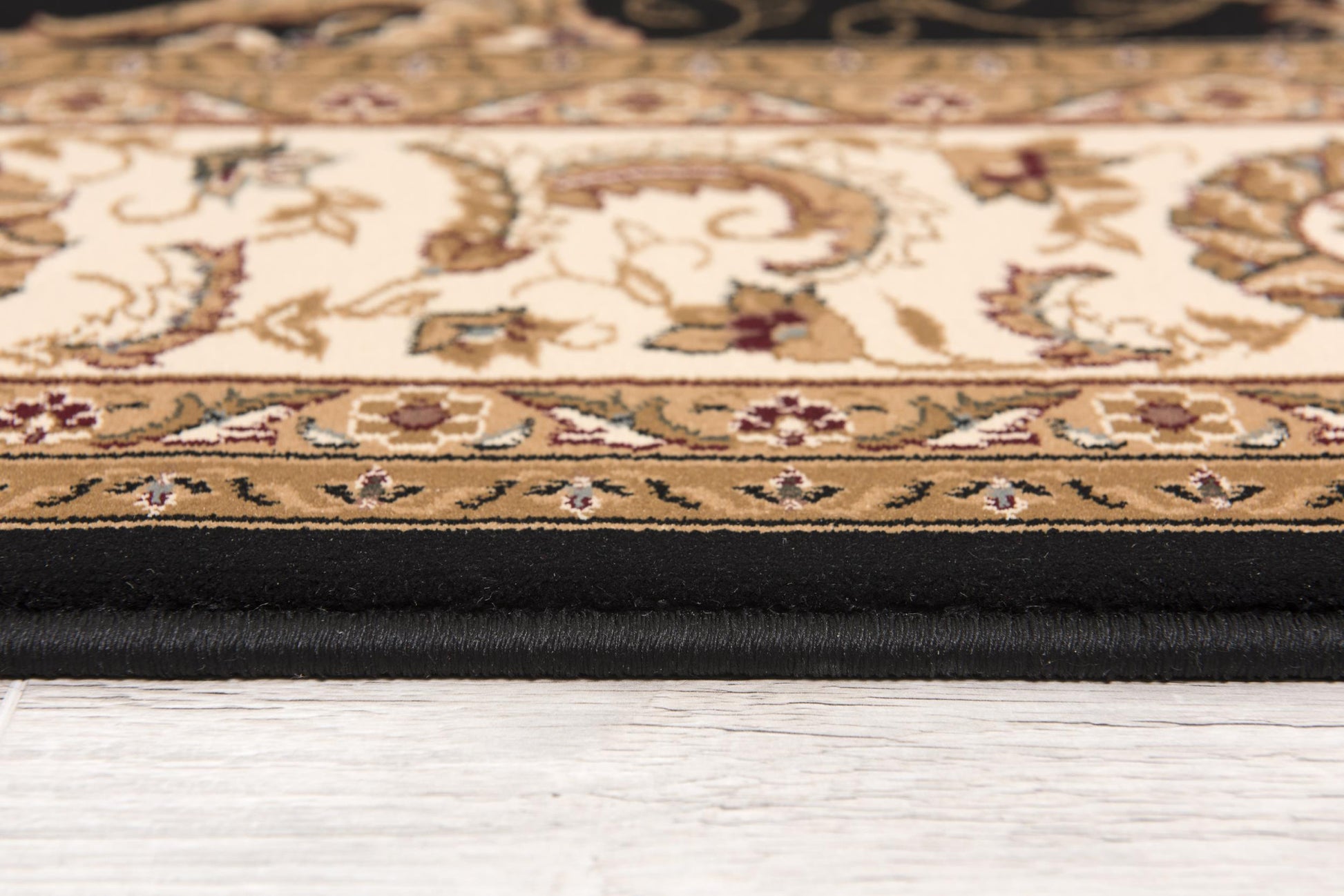 10' Black And Ivory Oriental Runner Rug-Area Rugs-DECOROLALA