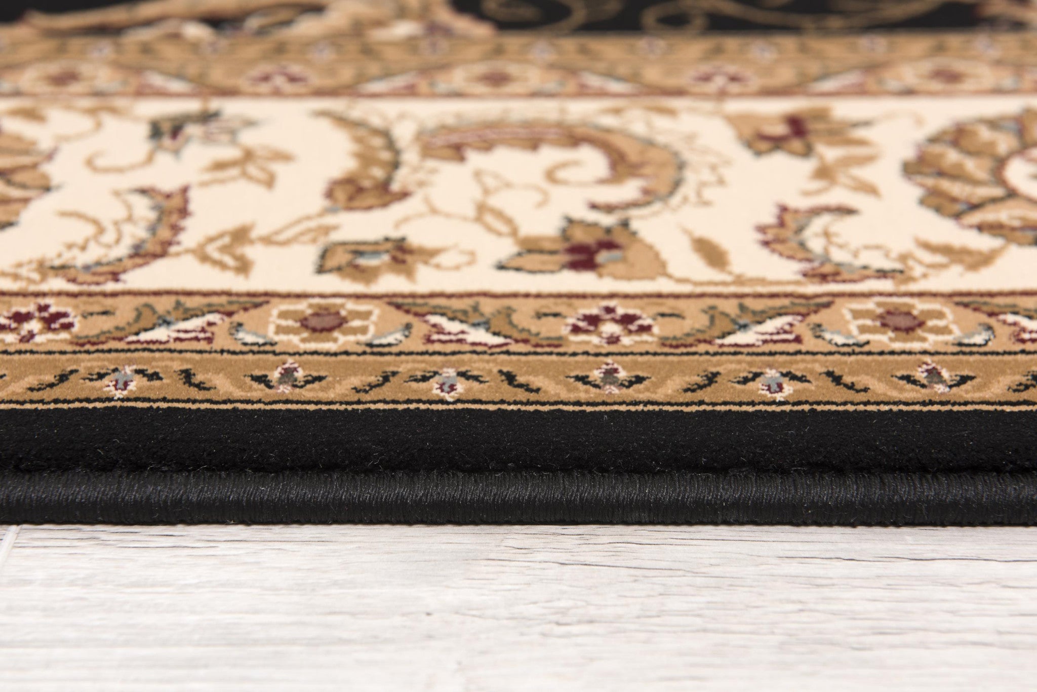 10' Black And Ivory Oriental Runner Rug-Area Rugs-DECOROLALA