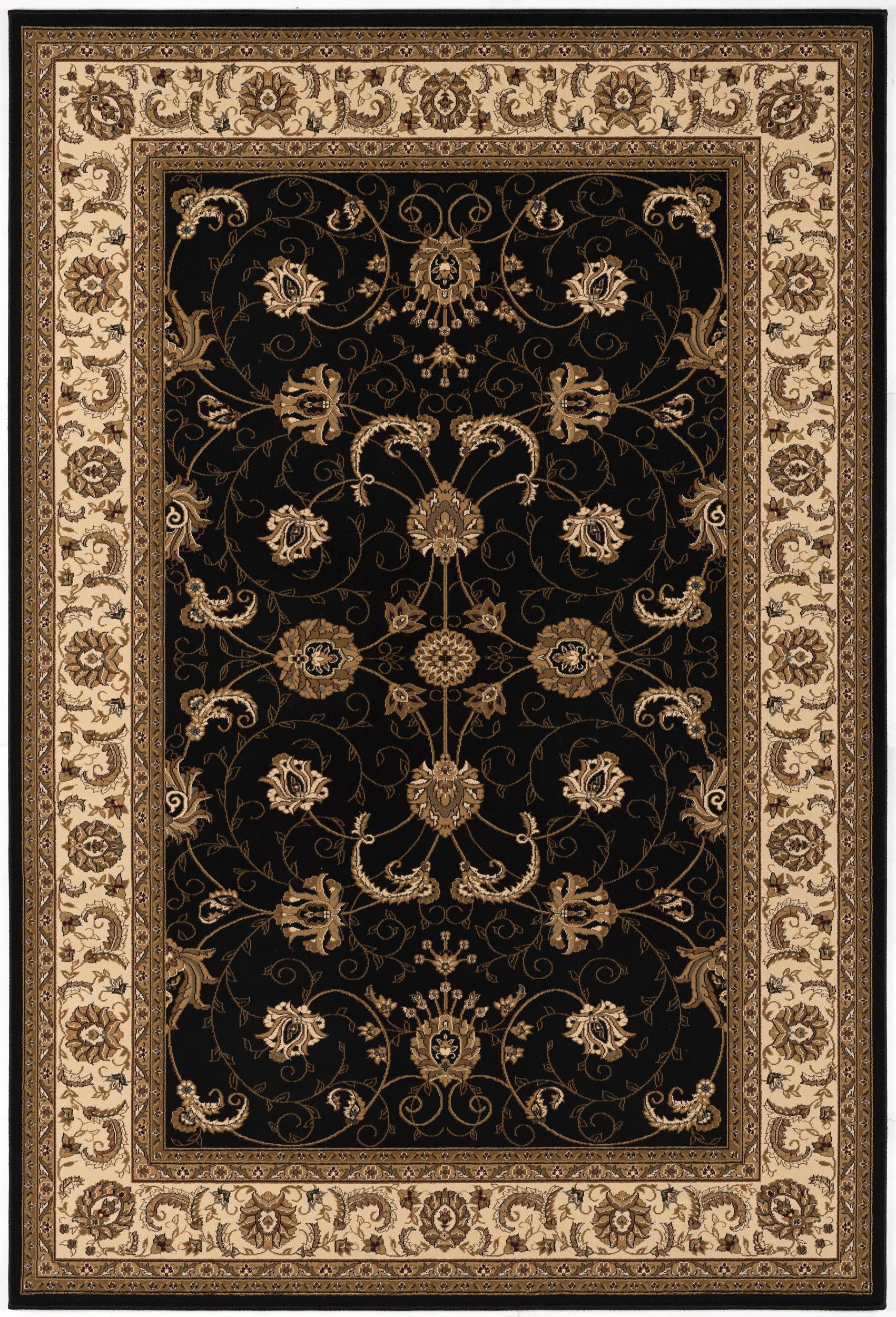 10' Black And Ivory Oriental Runner Rug-Area Rugs-DECOROLALA