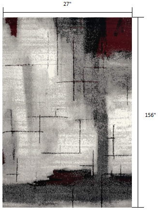 10' Black Burgundy And Gray Abstract Runner Rug-Area Rugs-DECOROLALA