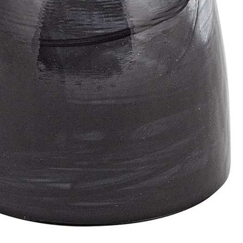 10" Black and Gray Swirl Mouth Blown Glass Footed Centerpiece Bowl-Serving Bowls-DECOROLALA