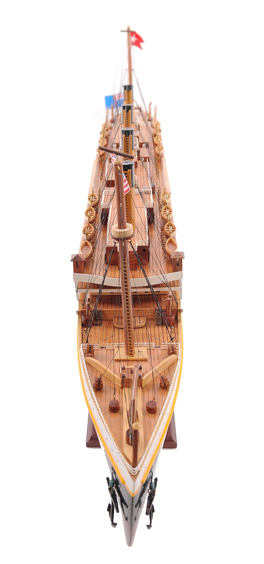 10" Black and Red Solid Wood Hand Painted 1912 RMS Titanic Small Model Boat-Sculptures-DECOROLALA