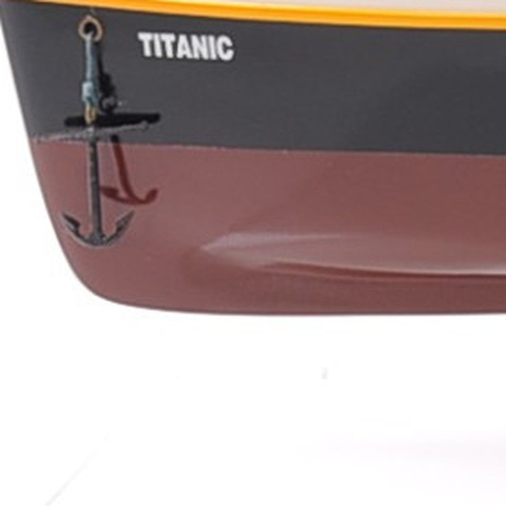 10" Black and Red Solid Wood Hand Painted 1912 RMS Titanic Small Model Boat-Sculptures-DECOROLALA