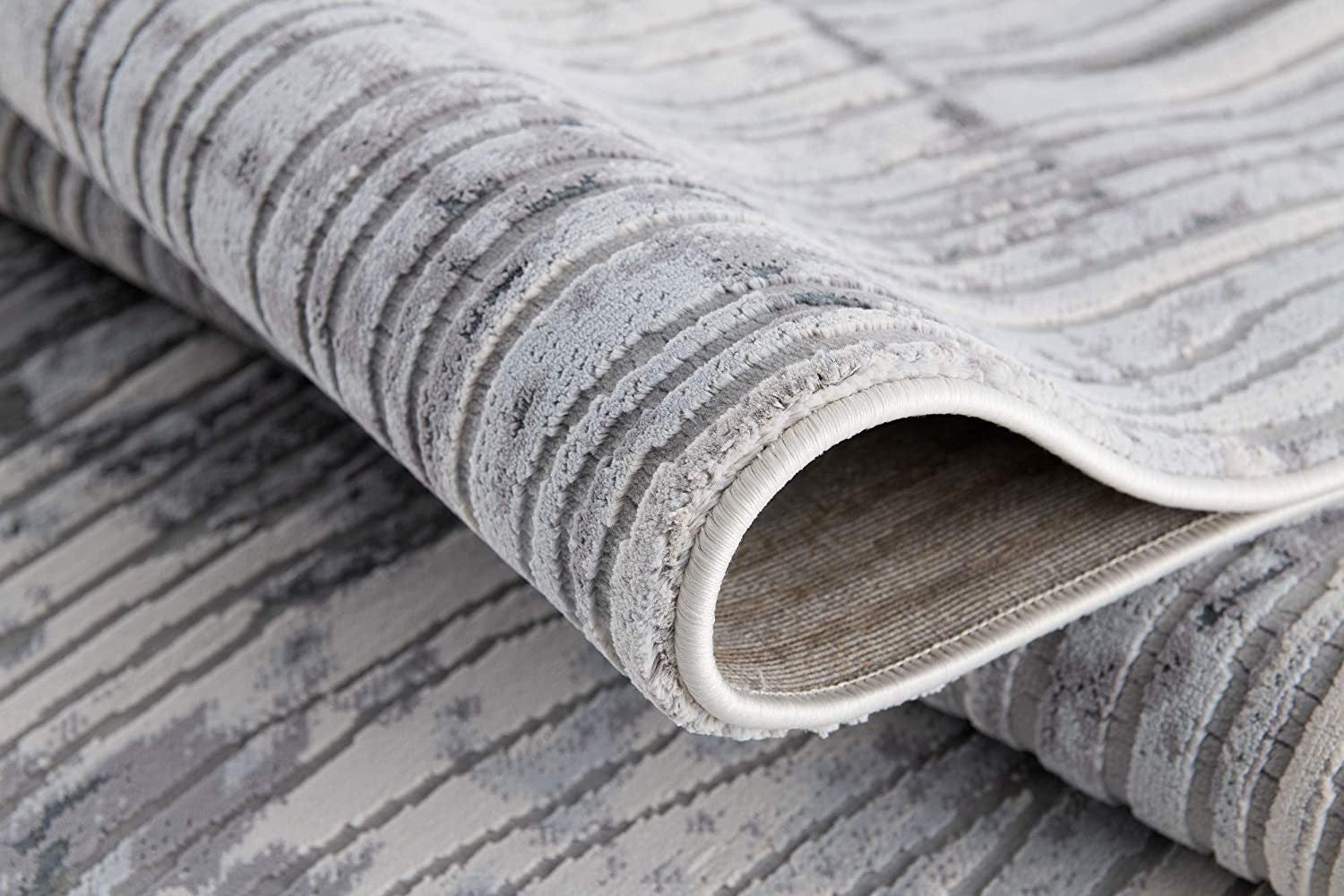 10' Blue Abstract Power Loom Runner Rug-Area Rugs-DECOROLALA