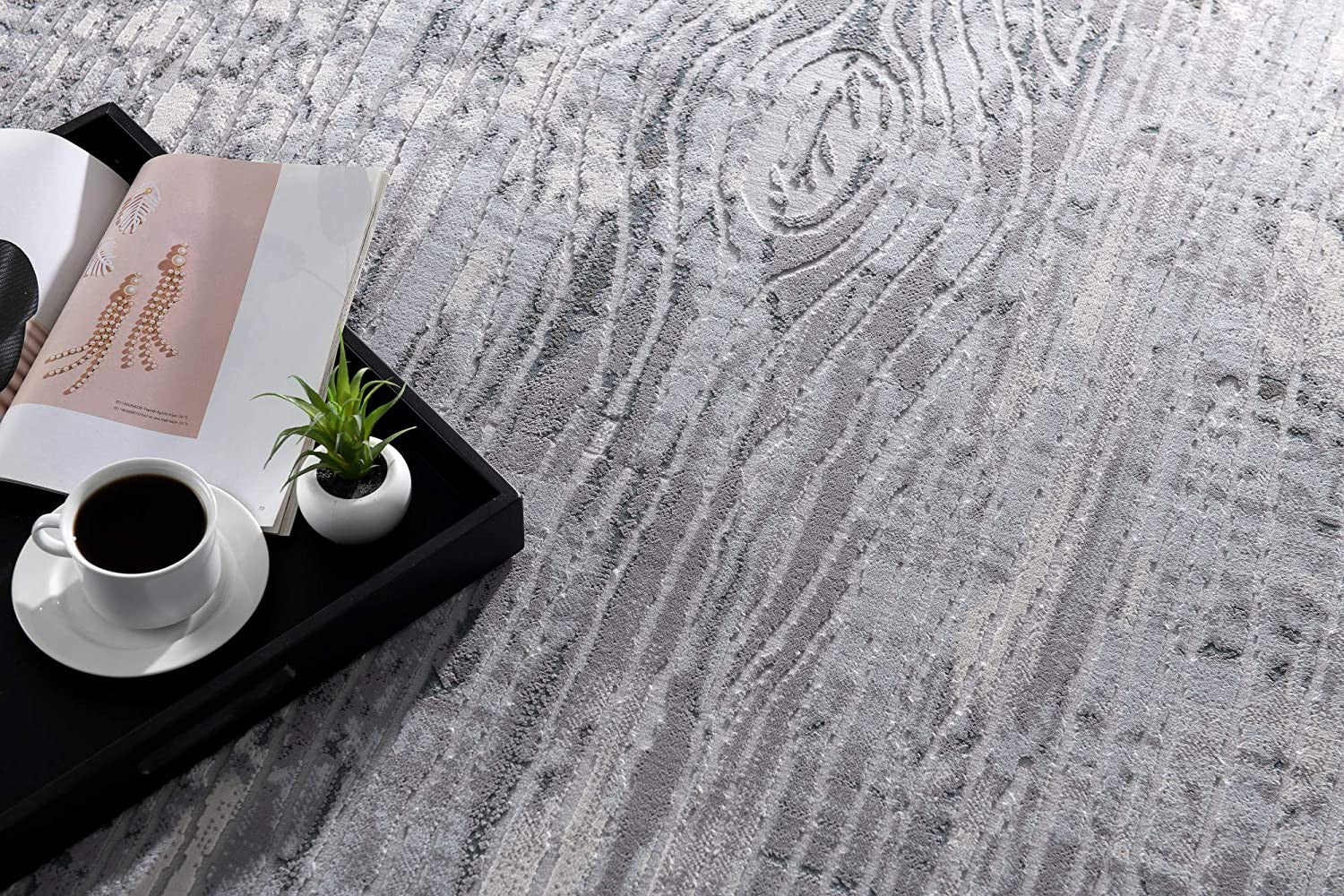 10' Blue Abstract Power Loom Runner Rug-Area Rugs-DECOROLALA