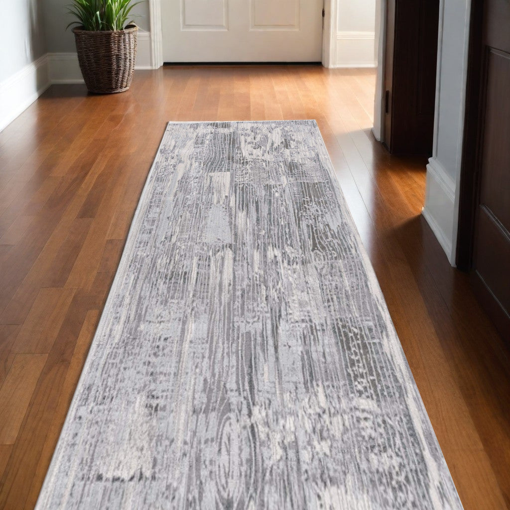 10' Blue Abstract Power Loom Runner Rug-Area Rugs-DECOROLALA