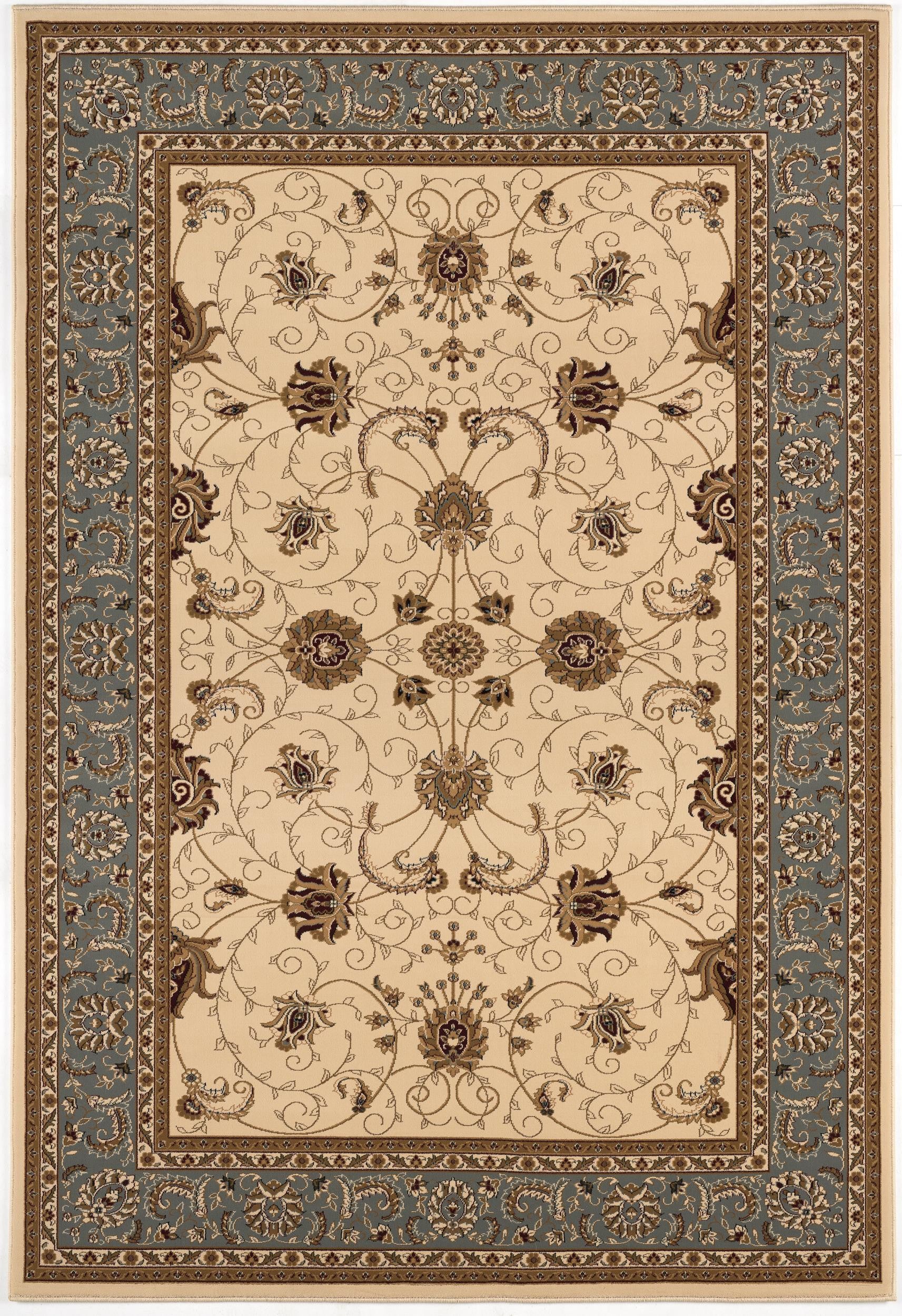 10' Blue And Ivory Oriental Runner Rug-Area Rugs-DECOROLALA