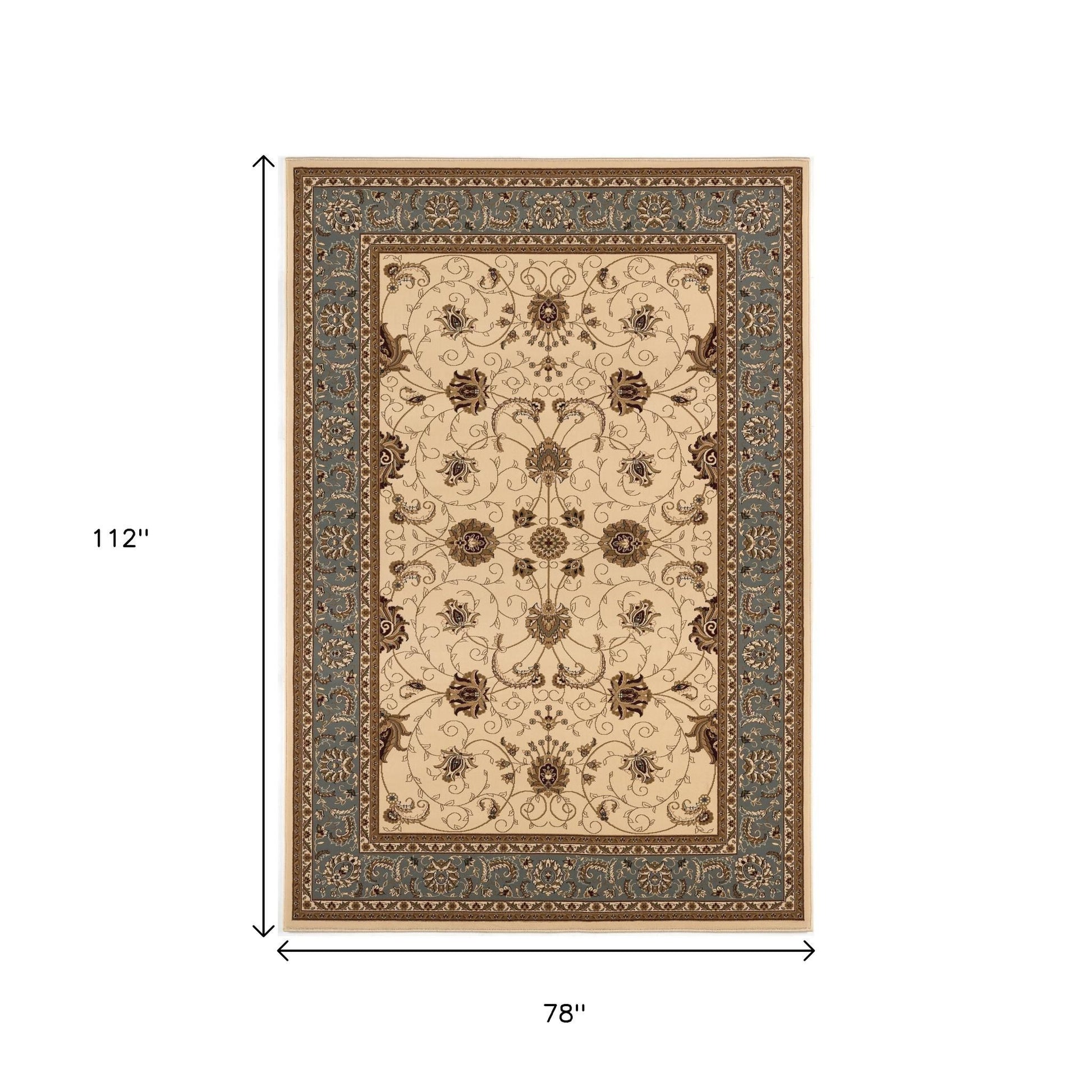 10' Blue And Ivory Oriental Runner Rug-Area Rugs-DECOROLALA