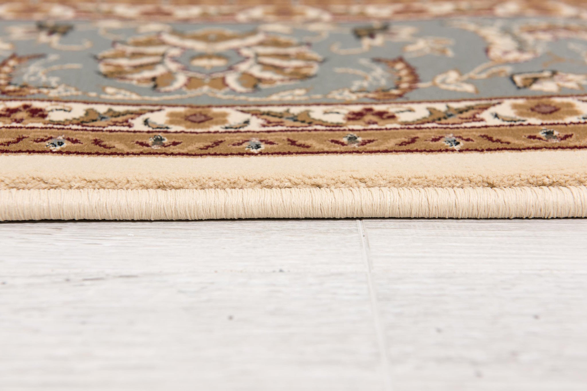 10' Blue And Ivory Oriental Runner Rug-Area Rugs-DECOROLALA