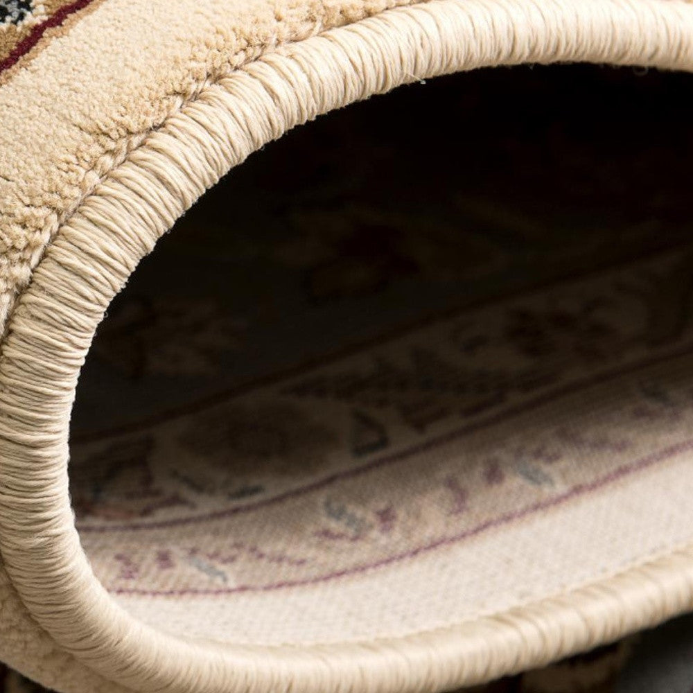 10' Blue And Ivory Oriental Runner Rug-Area Rugs-DECOROLALA