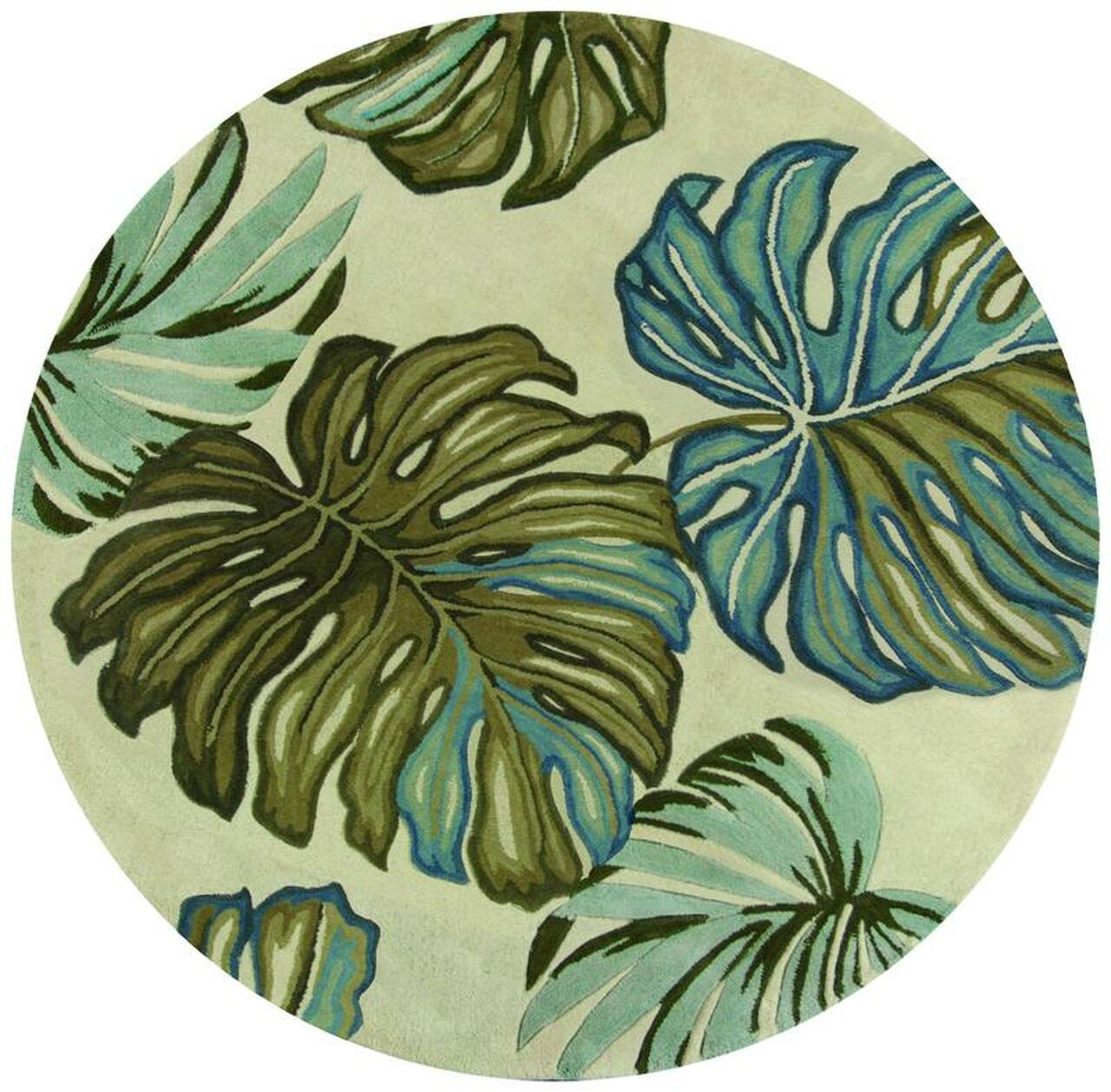 10' Brown Blue And Green Wool Tropical Botanical Hand Tufted Runner Rug-Area Rugs-DECOROLALA