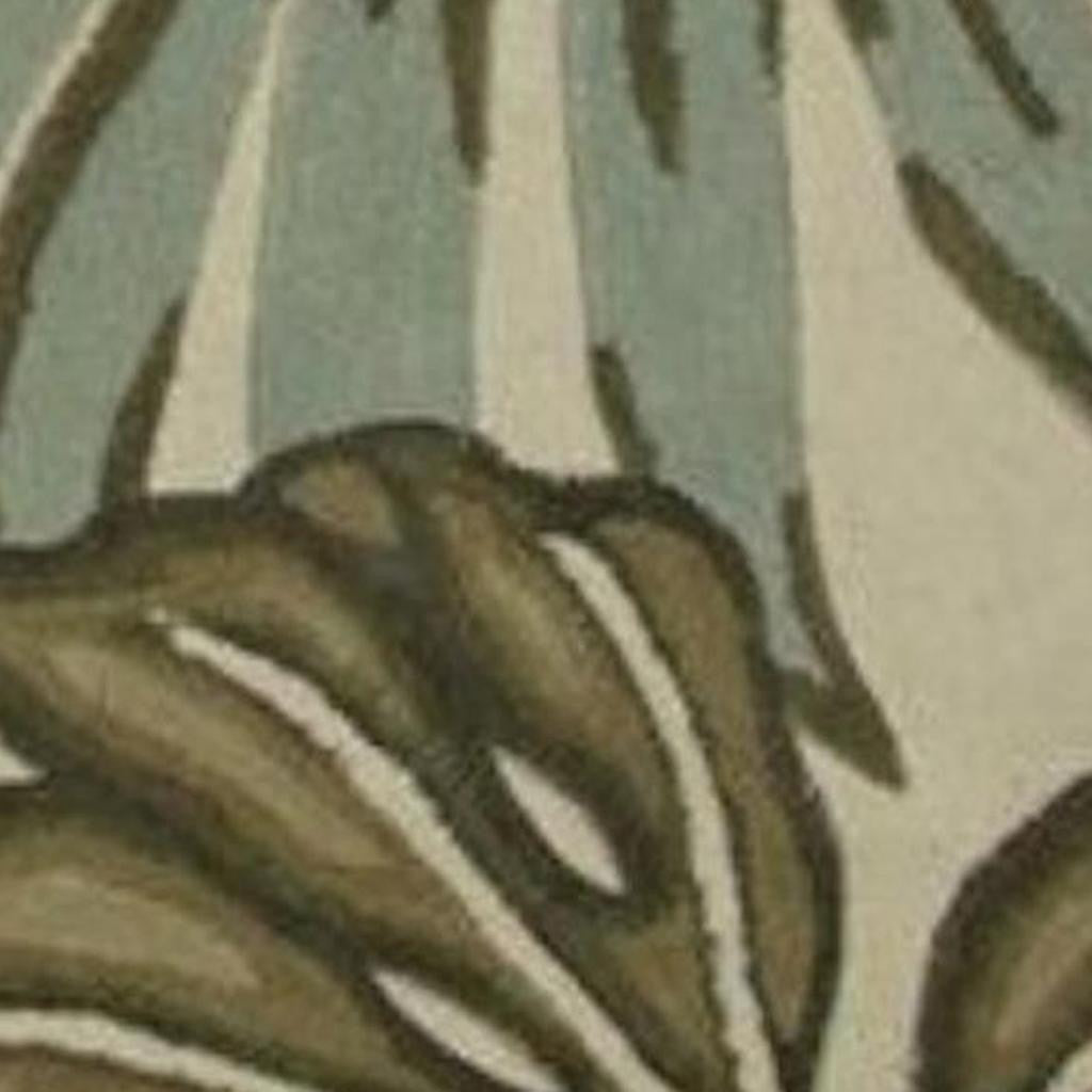 10' Brown Blue And Green Wool Tropical Botanical Hand Tufted Runner Rug-Area Rugs-DECOROLALA