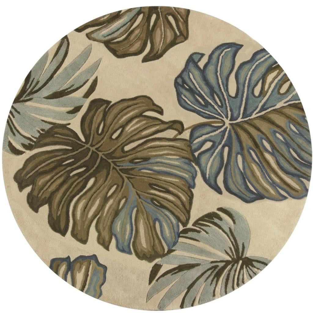 10' Brown Blue And Green Wool Tropical Botanical Hand Tufted Runner Rug-Area Rugs-DECOROLALA