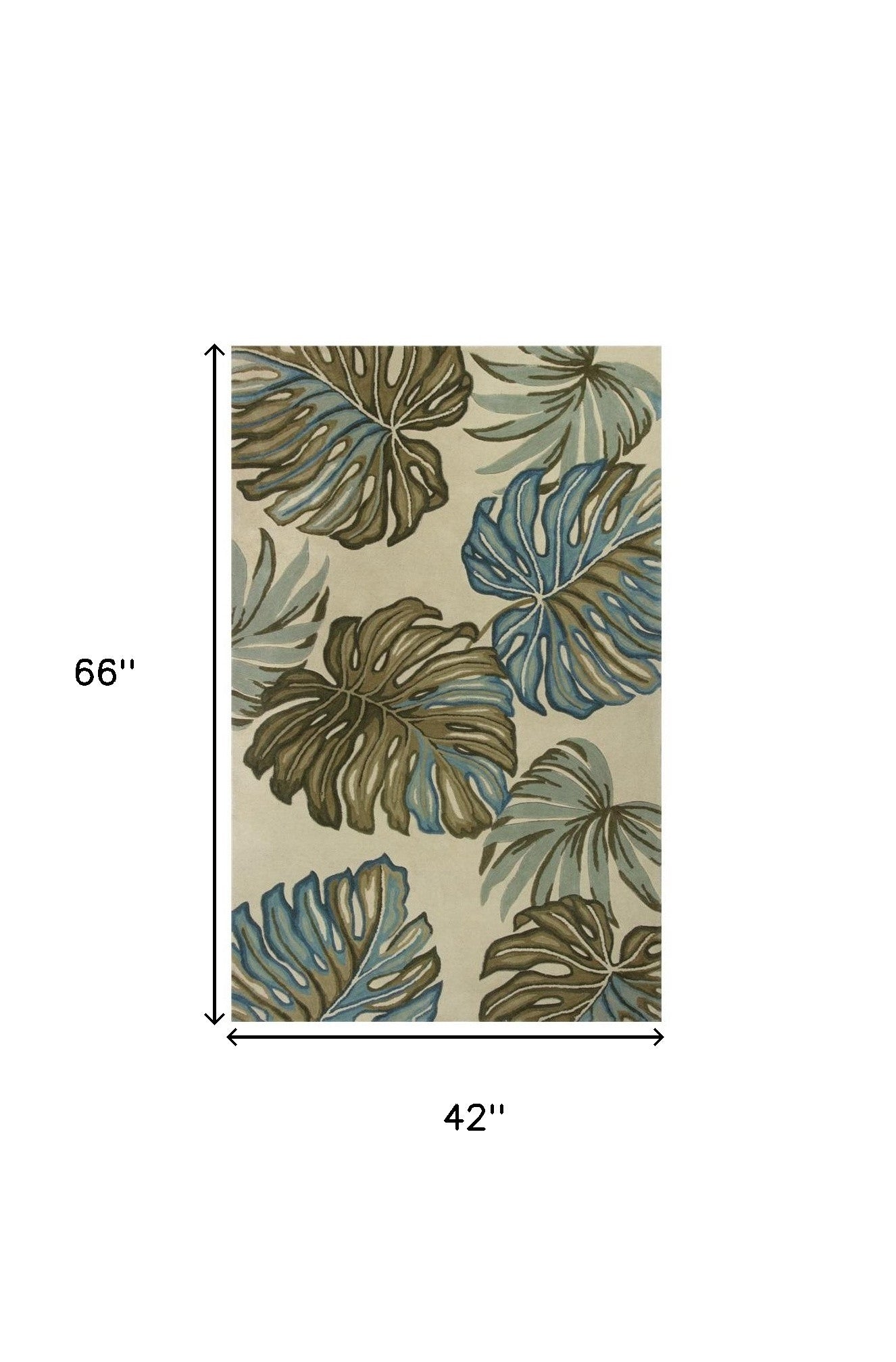 10' Brown Blue And Green Wool Tropical Botanical Hand Tufted Runner Rug-Area Rugs-DECOROLALA