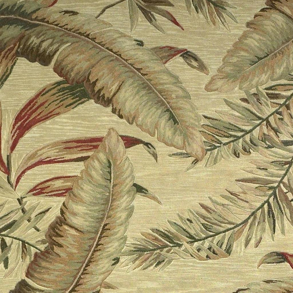 10' Brown Green And Red Wool Tropical Botanical Hand Tufted Runner Rug-Area Rugs-DECOROLALA