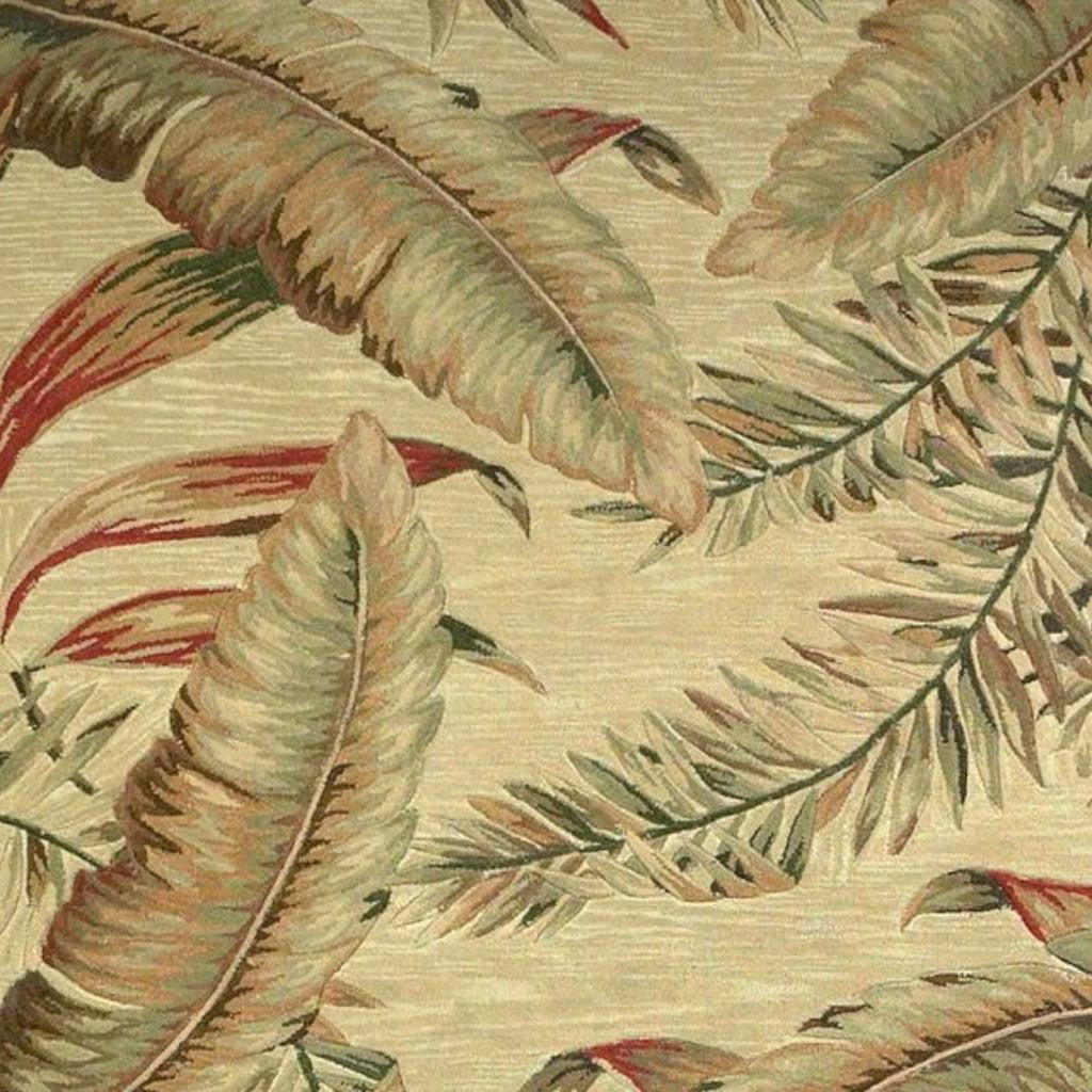 10' Brown Green And Red Wool Tropical Botanical Hand Tufted Runner Rug-Area Rugs-DECOROLALA