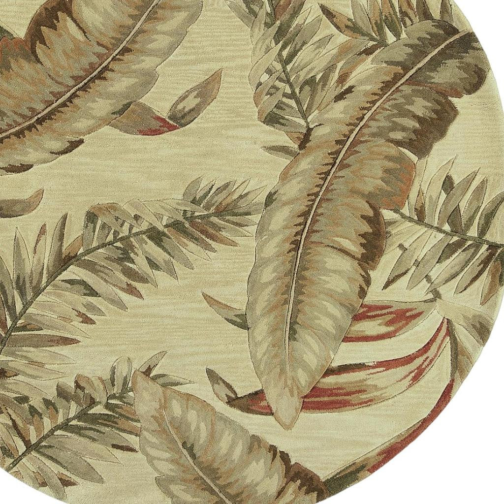 10' Brown Green And Red Wool Tropical Botanical Hand Tufted Runner Rug-Area Rugs-DECOROLALA