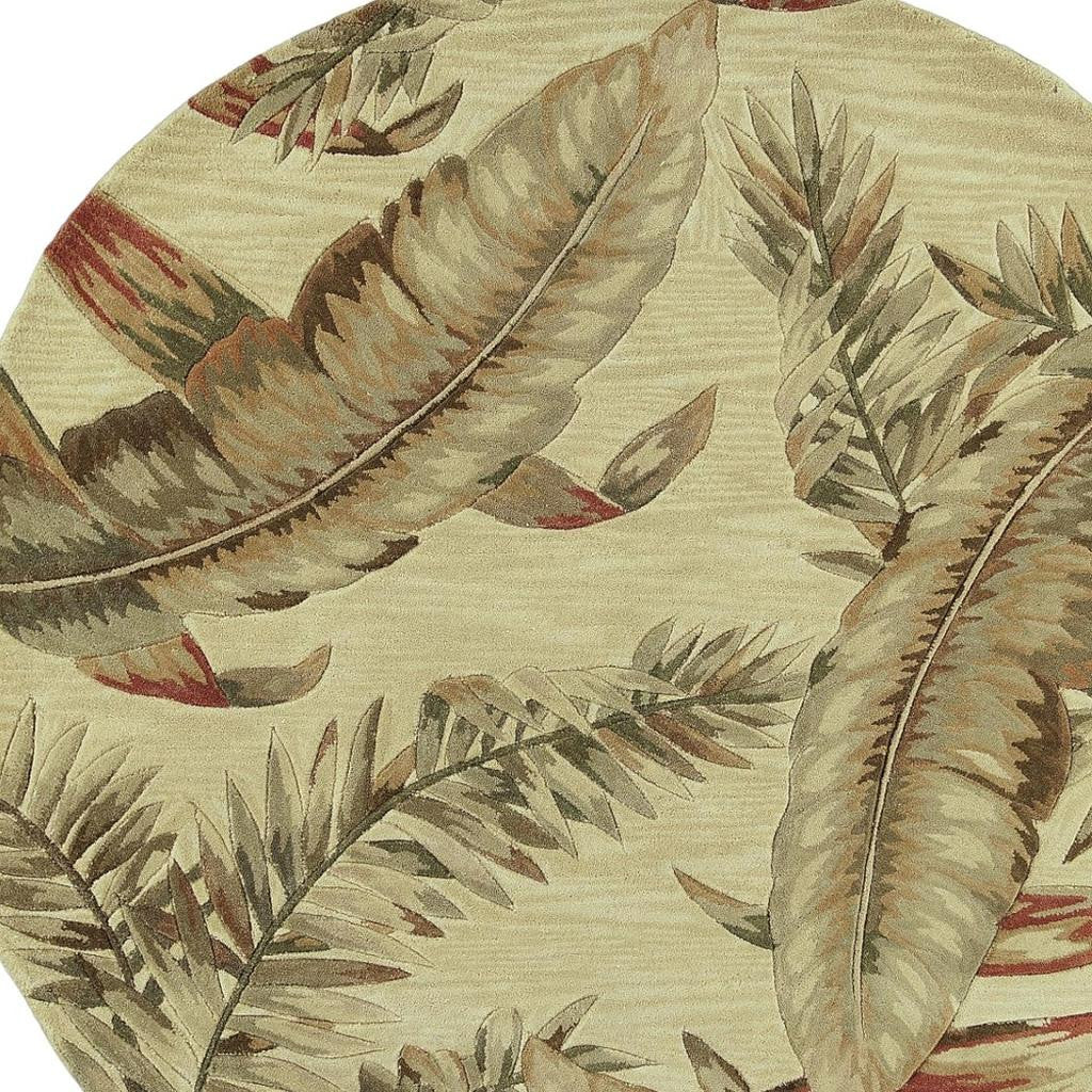 10' Brown Green And Red Wool Tropical Botanical Hand Tufted Runner Rug-Area Rugs-DECOROLALA