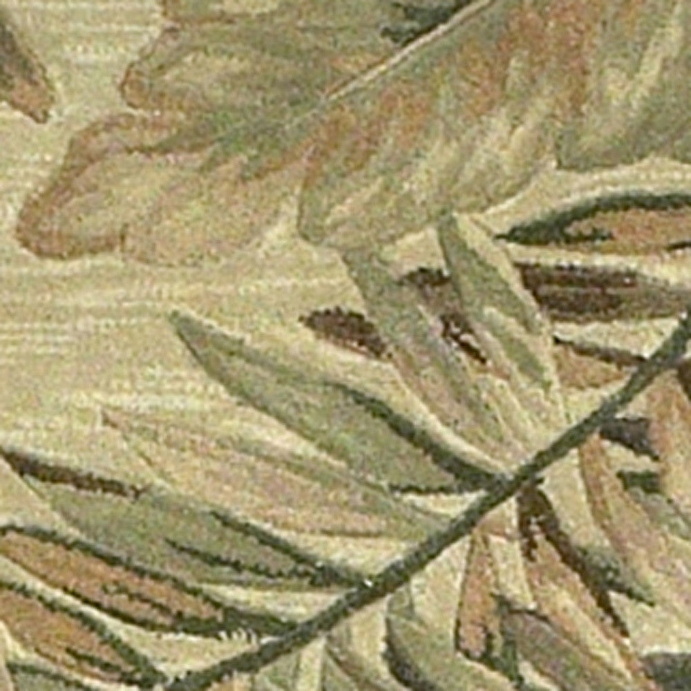 10' Brown Green And Red Wool Tropical Botanical Hand Tufted Runner Rug-Area Rugs-DECOROLALA