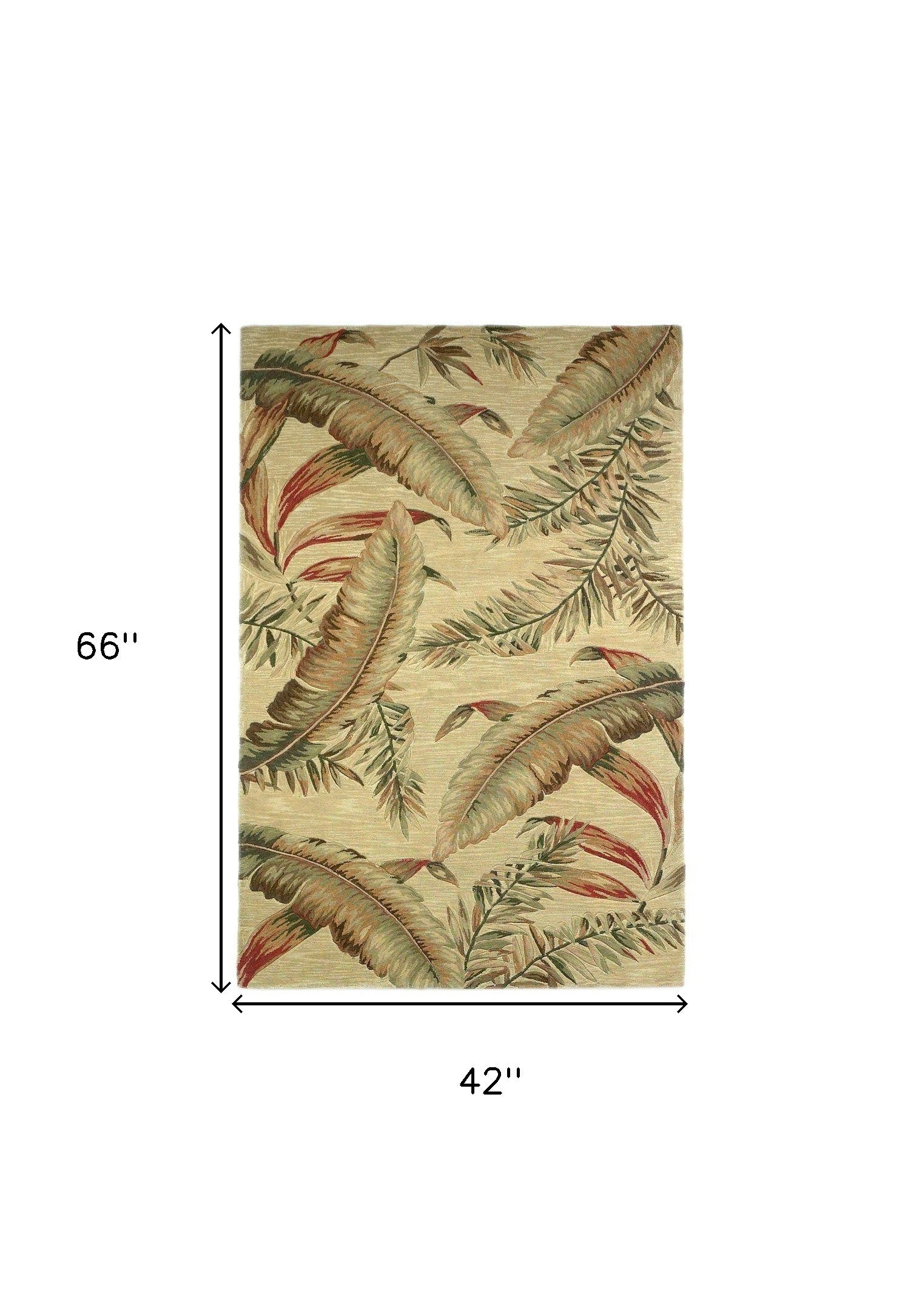 10' Brown Green And Red Wool Tropical Botanical Hand Tufted Runner Rug-Area Rugs-DECOROLALA