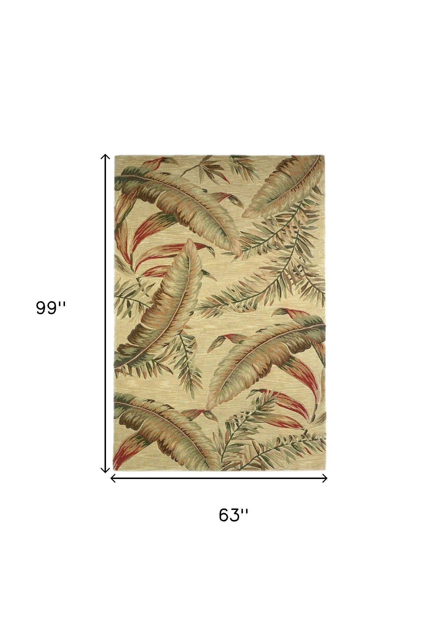 10' Brown Green And Red Wool Tropical Botanical Hand Tufted Runner Rug-Area Rugs-DECOROLALA