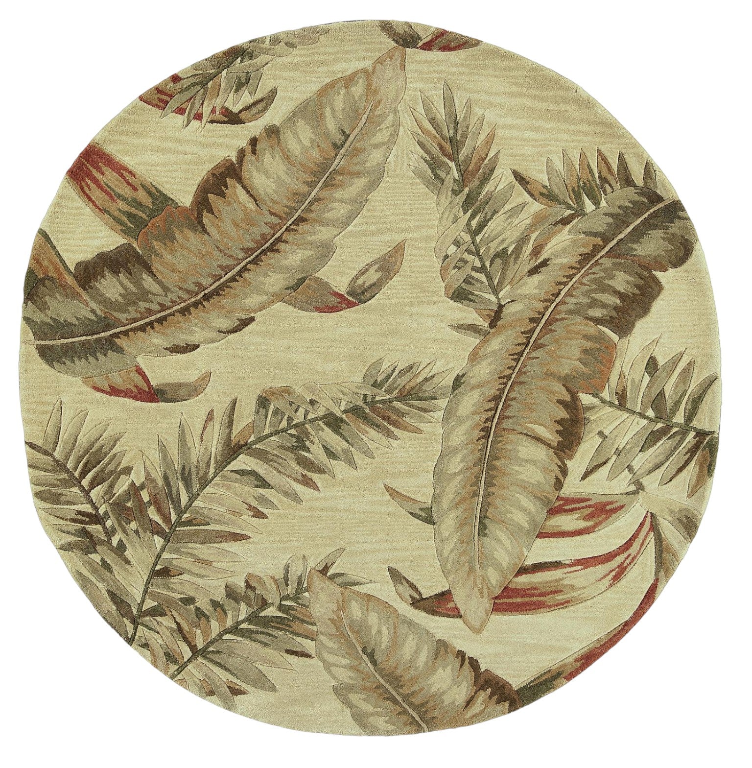 10' Brown Green And Red Wool Tropical Botanical Hand Tufted Runner Rug-Area Rugs-DECOROLALA