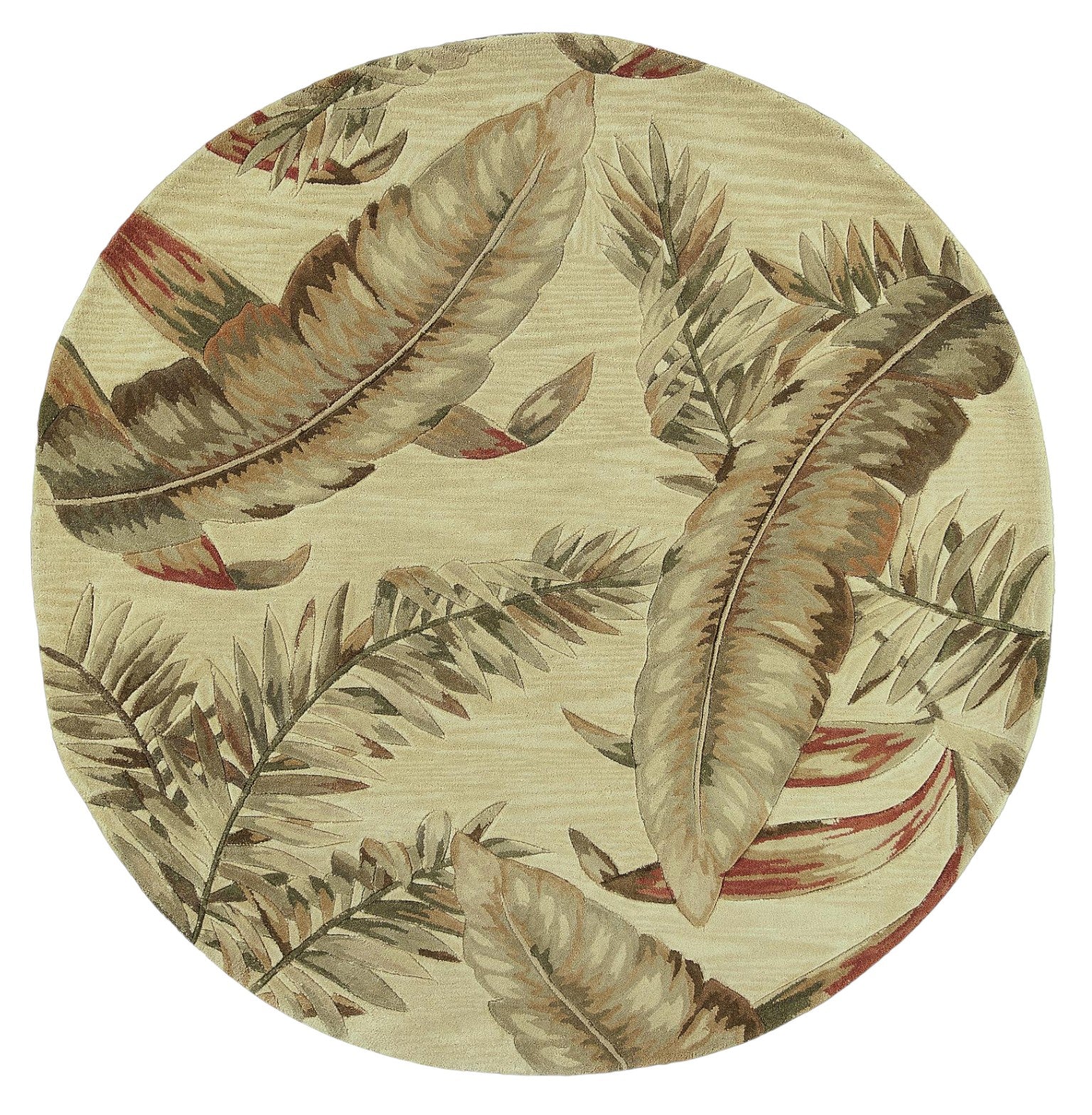 10' Brown Green And Red Wool Tropical Botanical Hand Tufted Runner Rug-Area Rugs-DECOROLALA