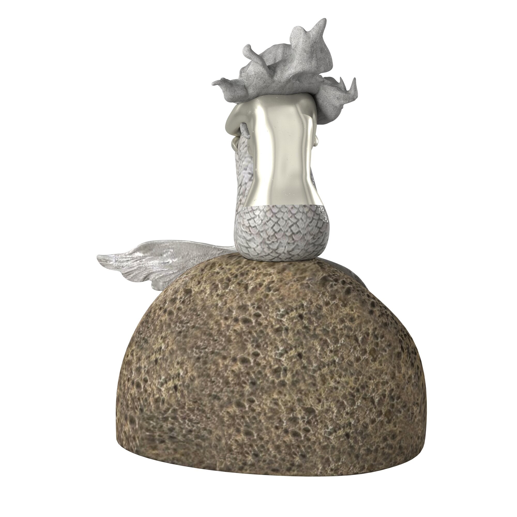 10" Brown and Silver Contemplative Mermaid Resin Tabletop Sculpture-Sculptures-DECOROLALA