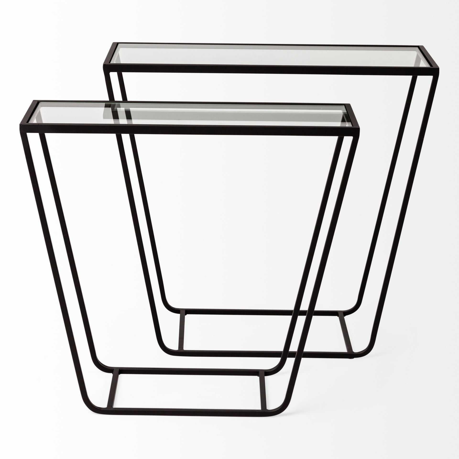 10" Clear Glass Frame Console Table-Console Tables-DECOROLALA