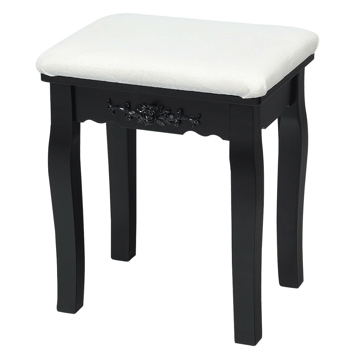 10 Dimmable Lights Vanity Table Set with Lighted Mirror and Cushioned Stool-Black-Makeup Vanities-DECOROLALA