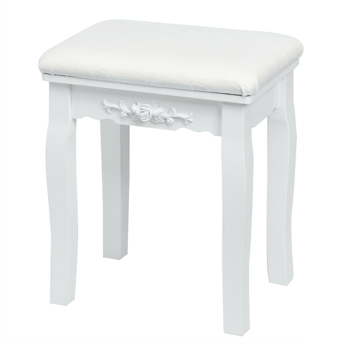 10 Dimmable Lights Vanity Table Set with Lighted Mirror and Cushioned Stool-White-Makeup Vanities-DECOROLALA
