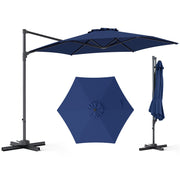 10 FT Patio Cantilever Umbrella with 360° Rotation and Air Vent for Backyard and Poolside-Blue-Outdoor Umbrellas-DECOROLALA