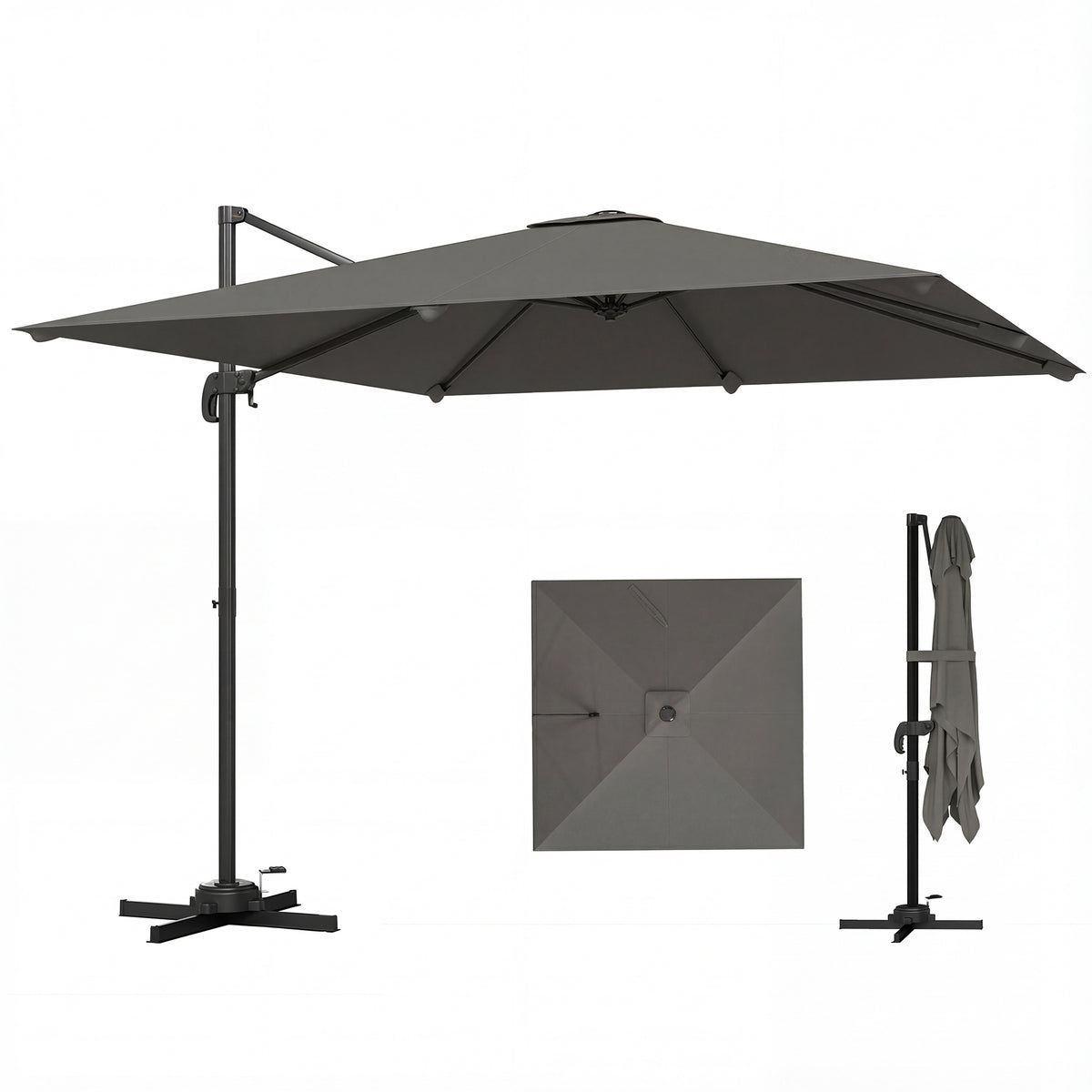 10 FT Patio Umbrella, UPF 30+ Shade with Crank Handle, Khaki-Patio Umbrellas-DECOROLALA