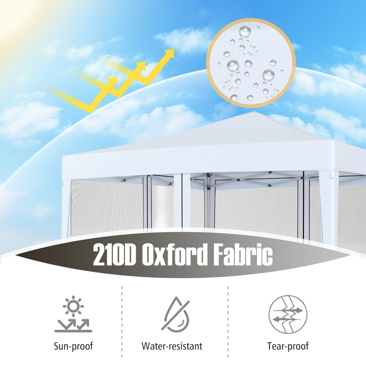 10 FT x 10 FT Pop-Up Canopy Tent Easy Setup Instant Folding Shelter with Mesh Netting-White-Canopies-DECOROLALA