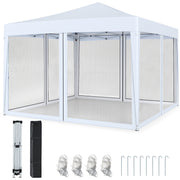 10 FT x 10 FT Pop-Up Canopy Tent Easy Setup Instant Folding Shelter with Mesh Netting-White-Canopies-DECOROLALA