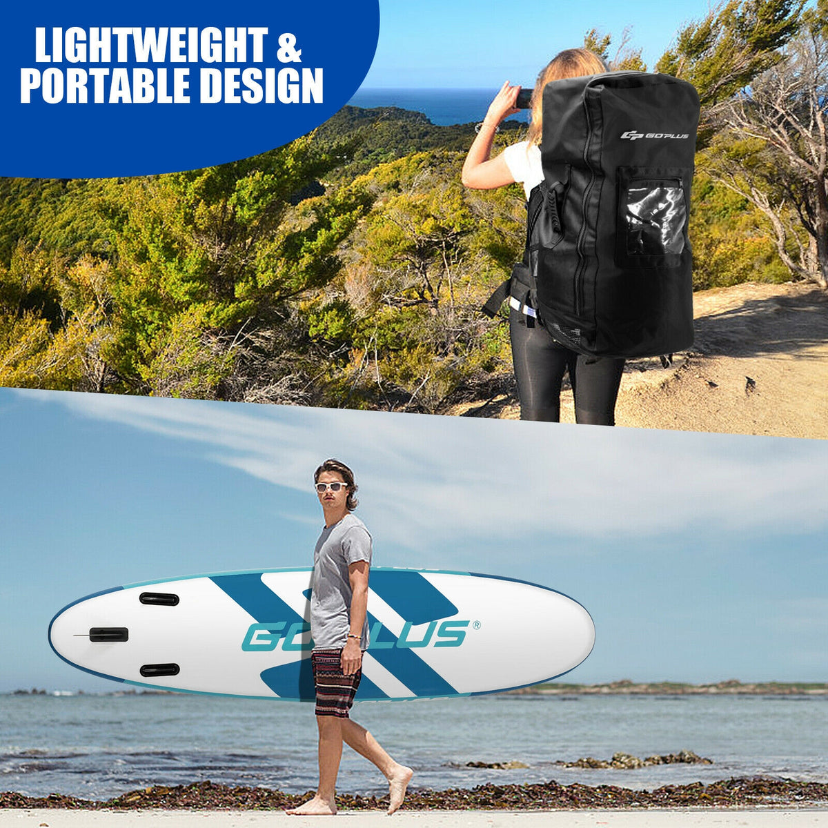 10 Feet Inflatable Stand Up Paddle Board 6 Inch Thick with Backpack Leash Aluminum Paddle-Surfing-DECOROLALA
