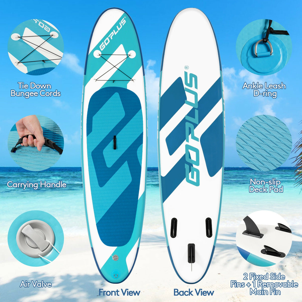 10 Feet Inflatable Stand Up Paddle Board 6 Inch Thick with Backpack Leash Aluminum Paddle-Surfing-DECOROLALA