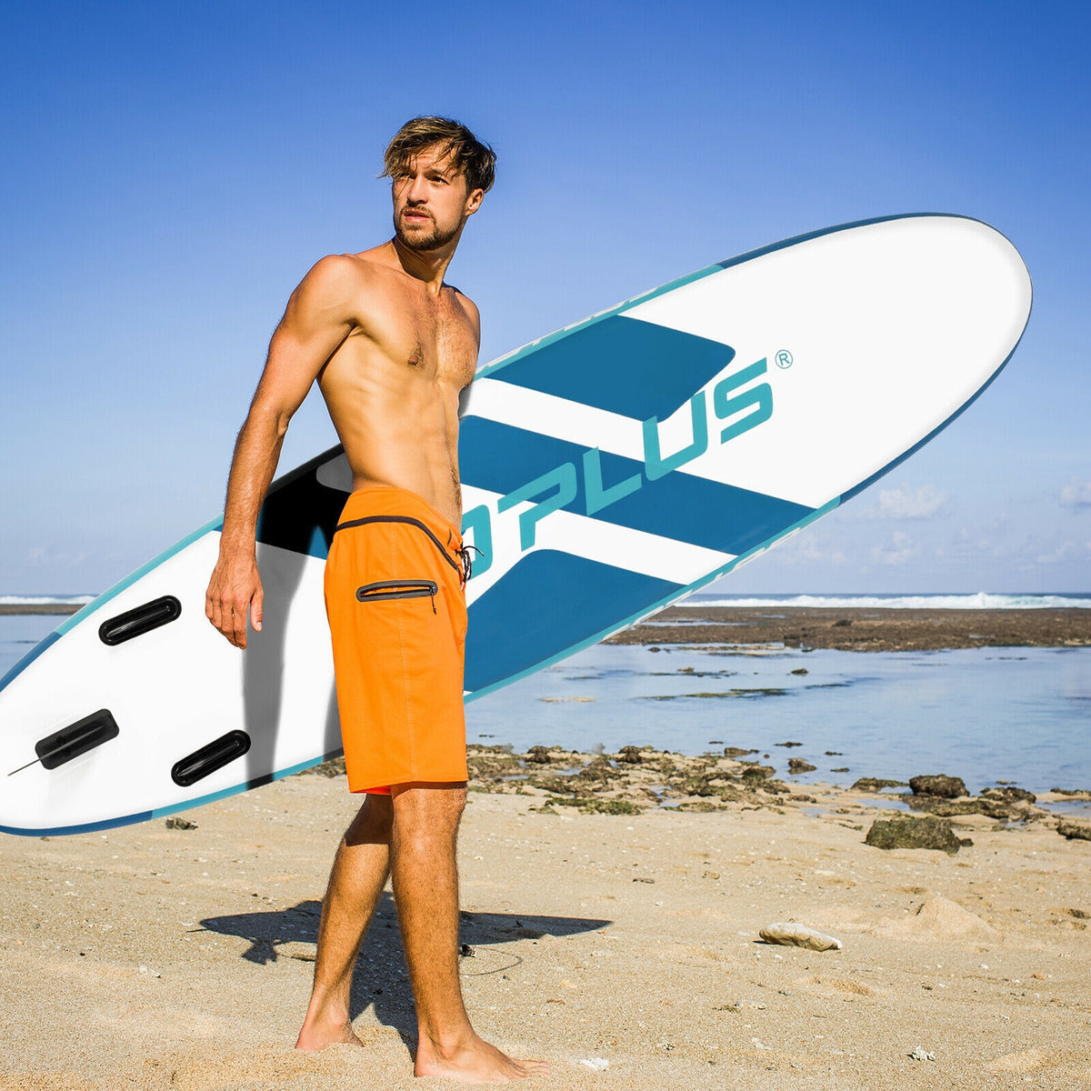 10 Feet Inflatable Stand Up Paddle Board 6 Inch Thick with Backpack Leash Aluminum Paddle-Surfing-DECOROLALA