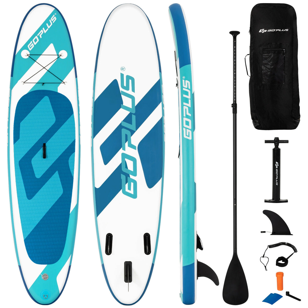 10 Feet Inflatable Stand Up Paddle Board 6 Inch Thick with Backpack Leash Aluminum Paddle-Surfing-DECOROLALA