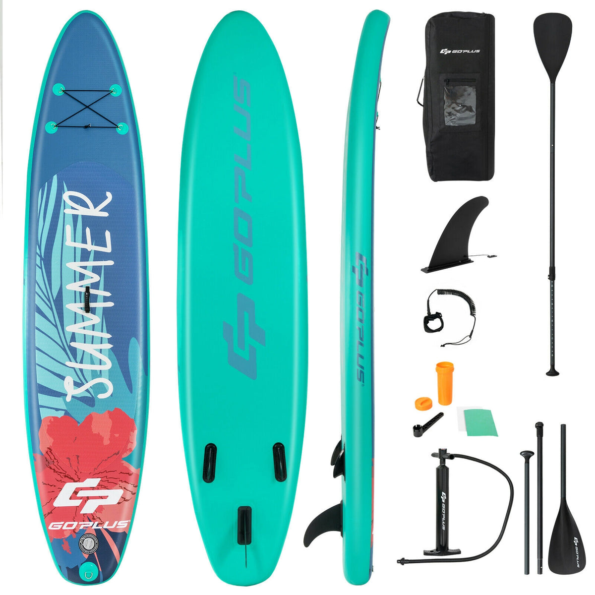 10 Feet Inflatable Stand Up Paddle Board with Backpack Leash Aluminum Paddle-M-Surfing-DECOROLALA