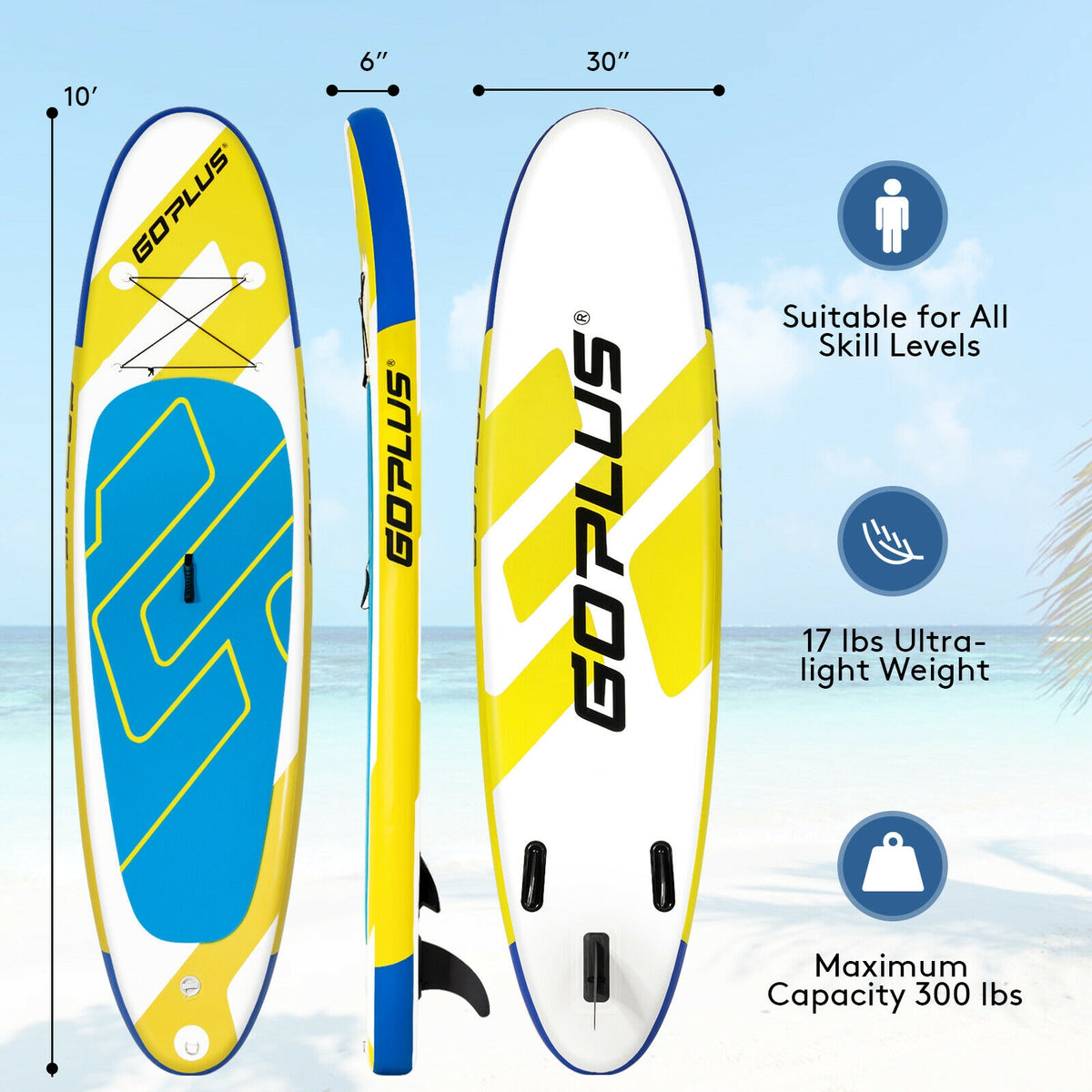 10 Feet Inflatable Stand Up Paddle Board with Backpack Leash and Aluminum Paddle-Surfing-DECOROLALA