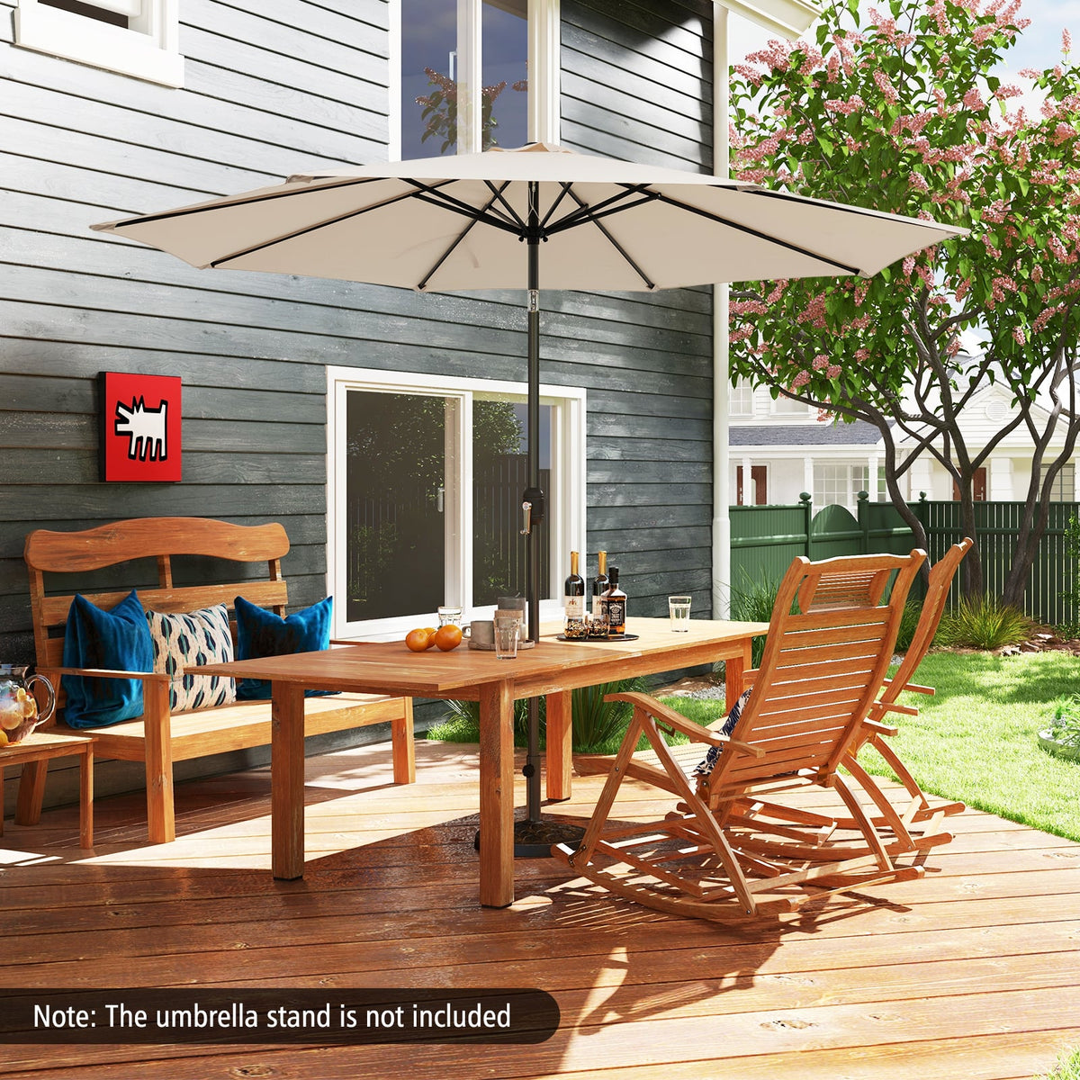 10 Feet Outdoor Patio Umbrella with Tilt Adjustment and Crank-Beige-Outdoor Umbrellas-DECOROLALA