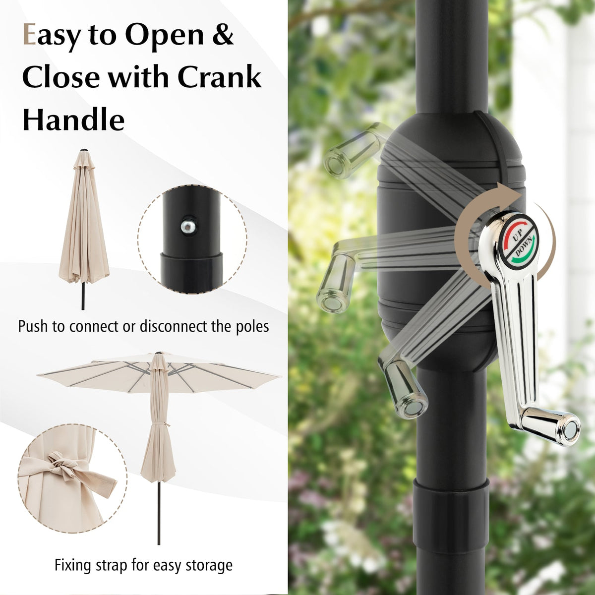 10 Feet Outdoor Patio Umbrella with Tilt Adjustment and Crank-Beige-Outdoor Umbrellas-DECOROLALA