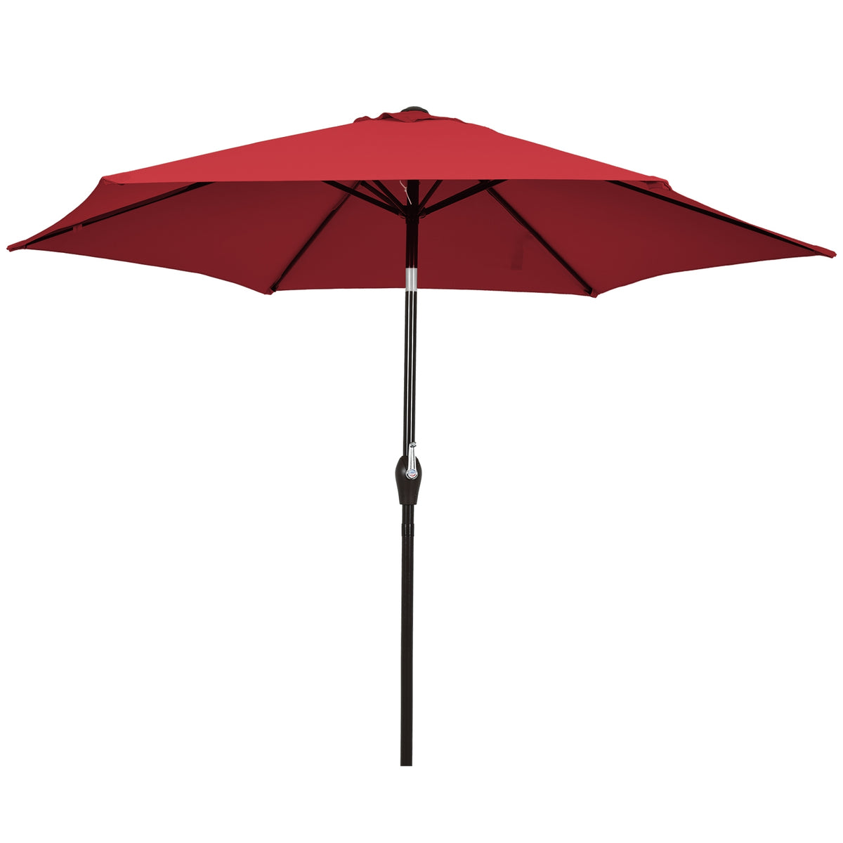 10 Feet Outdoor Patio Umbrella with Tilt Adjustment and Crank-Burgundy-Outdoor Umbrellas-DECOROLALA