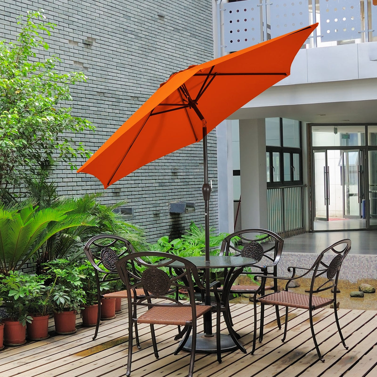 10 Feet Outdoor Patio Umbrella with Tilt Adjustment and Crank-Orange-Outdoor Umbrellas-DECOROLALA