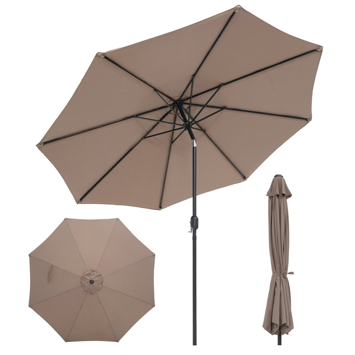 10 Feet Outdoor Patio Umbrella with Tilt Adjustment and Crank-Tan-Outdoor Umbrellas-DECOROLALA