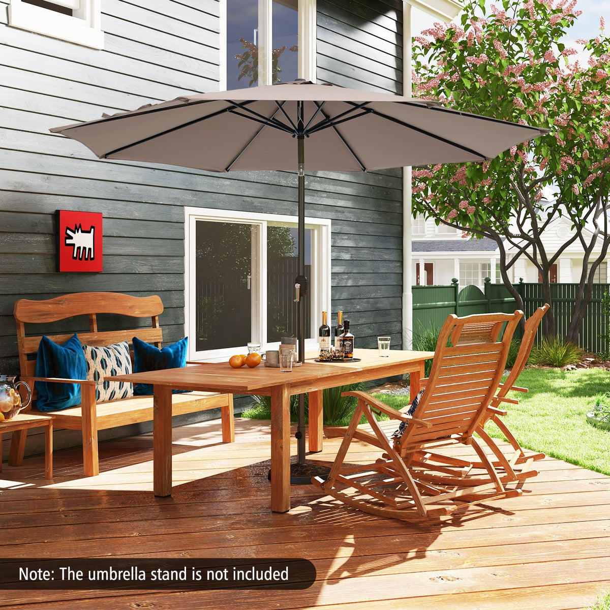 10 Feet Outdoor Patio Umbrella with Tilt Adjustment and Crank-Tan-Outdoor Umbrellas-DECOROLALA